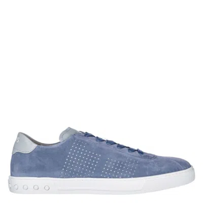 Tod's Tods Men's Stone Washed Suede Perforated Low-top Sneakers In Blue