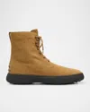 Tod's Suede Ankle Boots Rubber Sole In Light/past