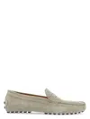 Tod's Beige Suede Driving Moccasin For Men With Rubber Sole In Beige