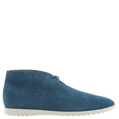Pre-owned Tod's Tods Men's Suede Lace-up Chukka Boots In Blue