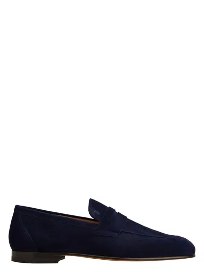 Tod's Men's Suede Leather Loafers In Blue