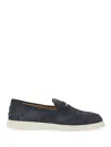 Tod's Suede Loafers With Round Toe And Rubber Sole In Blue