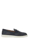Tod's Suede Loafers With Round Toe And Rubber Sole In Blue