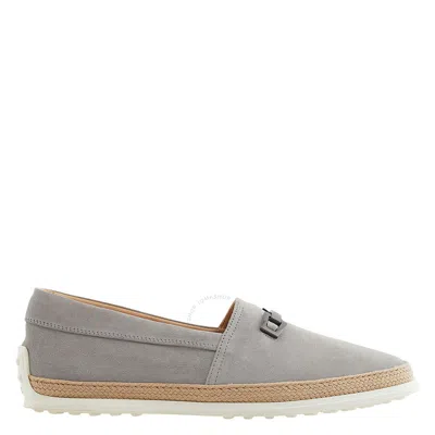 Tod's Tods Men's Suede Raffia Slip-on Loafers In Gray