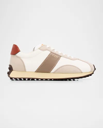 Tod's Men's T Vintage Leather & Fabric Low-top Sneakers In White