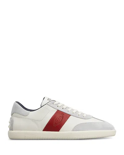 Tod's Men's Tabs Leather Sneakers In White