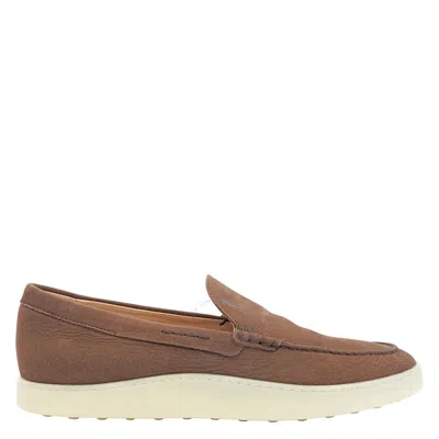 Tod's Tods Men's Walnut Suede Slip-on Moccasins In Brown