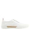 TOD'S TODS MEN'S WHITE ALLACCIATO GOMMA LEATHER SNEAKERS