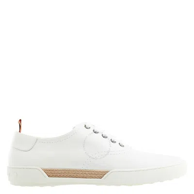 Tod's Tods Men's White Allacciato Gomma Leather Sneakers