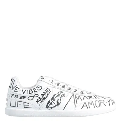 Tod's Tods Men's White Leather Branded Print Low-top Sneakers