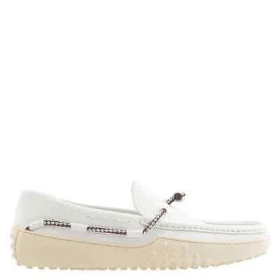 Pre-owned Tod's Tods Men's White Leather Gommino Loafers