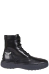 TOD'S MEN'S WINTER RUBBER BOOTS IN BLACK CALF LEATHER