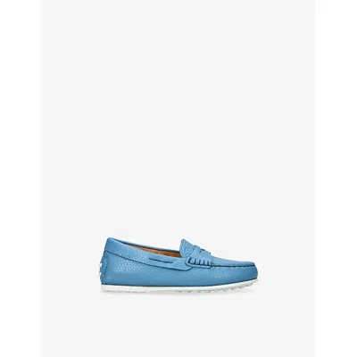 Tod's Mens Blue Kids' Nuovo City Gommini Leather Boat Shoes Eur 34 / 2 Uk