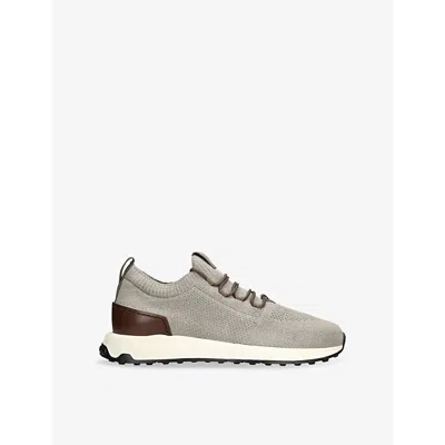 Tod's Mens Run 63k Calzino Knitted And Leather Mid-top Trainers Grey
