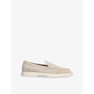 Tod's Mens Tods Ibrido Almond-toe Suede Loafers In Grey/light
