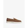 Tod's Mens Ibrido Almond-toe Suede Loafers Mid Brow In Mid Brown