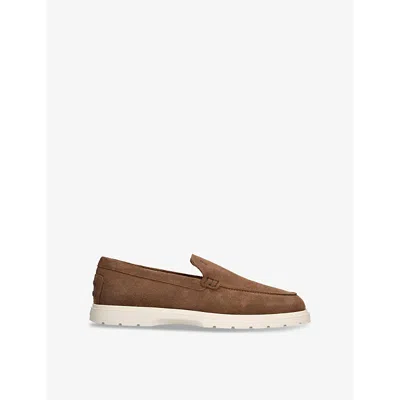Tod's Mens Ibrido Almond-toe Suede Loafers Mid Brow In Mid Brown