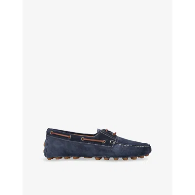 TOD'S MENS NAVY GOMMINO MACRO 52K SUEDE DRIVING SHOES EUR 44 / 10 UK