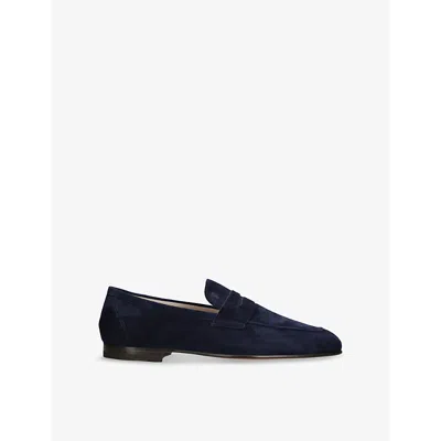 TOD'S MENS NAVY MOCASSINO DESTRUT 13L SUEDE LOAFERS EUR 44 / 10 UK