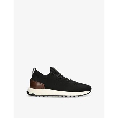 Tod's Mens Black Run 63k Calzino Knitted And Leather Mid-top Trainers