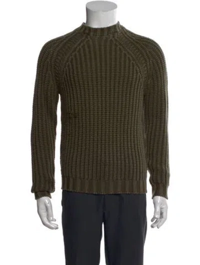 Pre-owned Tod's Merino Wool Mock Neck Pullover In Green