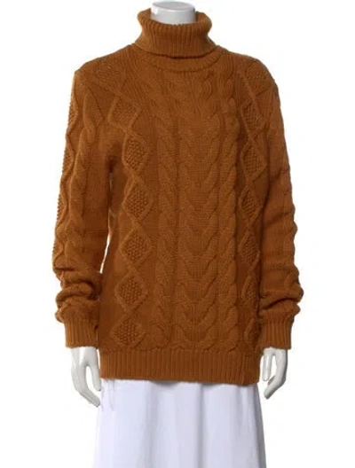 Pre-owned Tod's Merino Wool Turtleneck Sweater In Brown