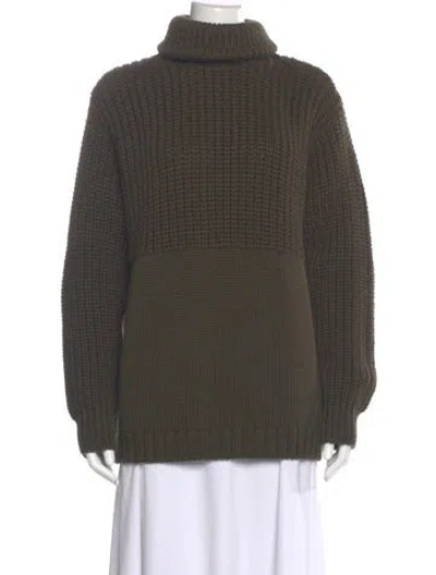 Pre-owned Tod's Merino Wool Turtleneck Sweater In Green