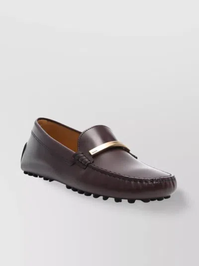 Tod's Metal Bar Leather Driving Shoes In Brown