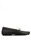 Tod's Metal Branded Bar Two-tone Leather Gommino Driving Shoes In Black