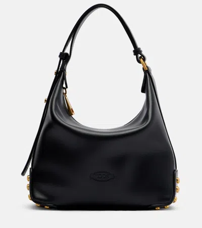 Tod's Metal Dots Mini Leather Shoulder Bag In Black