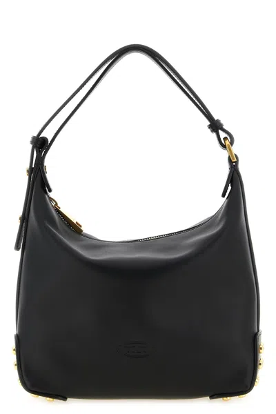 Tod's Metal Dots Mini Leather Shoulder Bag In Black