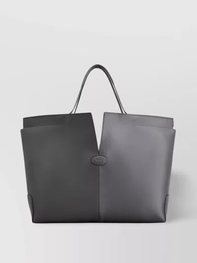 Tod's Metal Feet Shopping Bag In Black