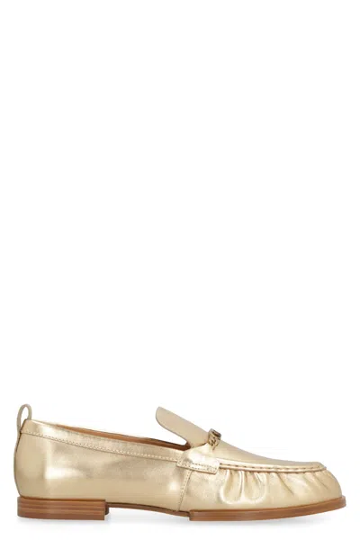 TOD'S METALLIC LEATHER LOAFERS