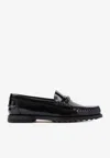 Tod's Micro Catena Brushed Leather Loafers In Black