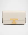 Tod's Micro Flap Leather Crossbody Bag In Bianco Calce