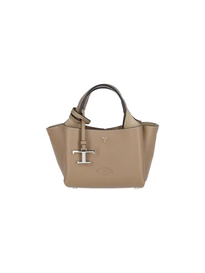 Tod's Micro Leather Bag In Taupe