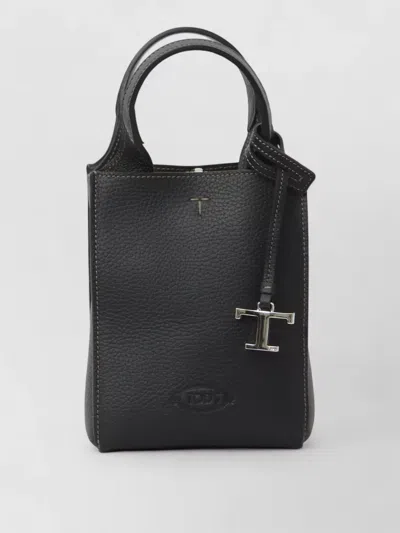 Tod's Micro Leather Mini Bag Shoulder Strap Handles In Black