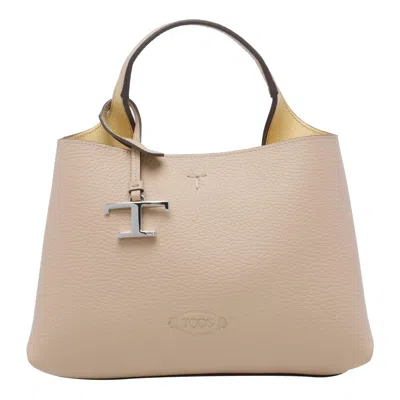 Tod's Micro Leather Tods Handbag In Sand