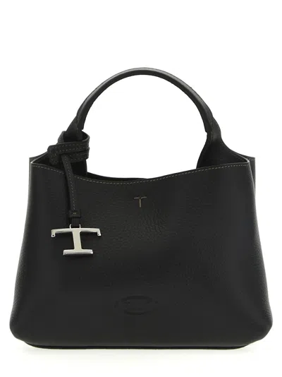 Tod's Micro Leather Tote Bag In Black