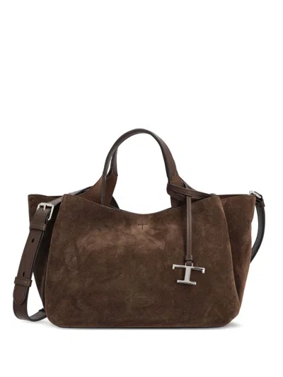 Tod's Micro Leather Tote Bag In Brown