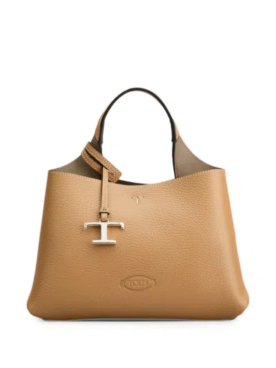 Tod's Micro Leather Tote Bag In Brown