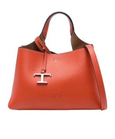 Tod's Micro Leather Tote Bag In Red