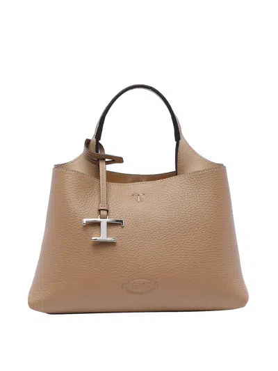 Tod's Micro Logo Tote Bag In Beige