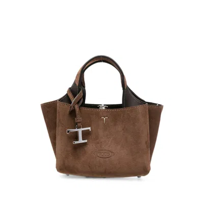 Tod's Micro Logo-detail Suede Mini Bag In Brown