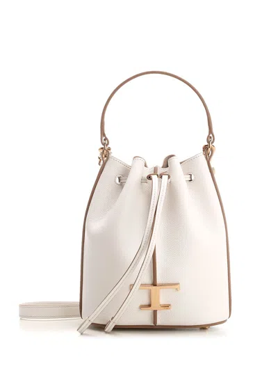 Tod's Micro T Timeless Bucket Bag In White