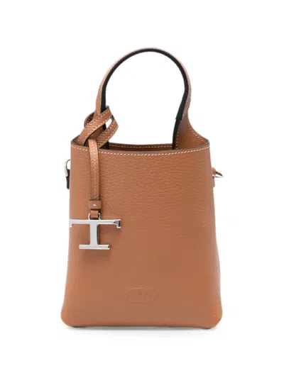 Tod's Micro T Timeless Leather Tote Bag In Brown
