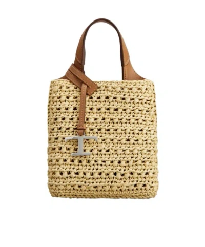 Tod's Micro Woven Basket Bag In Nude