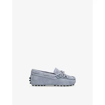 TOD'S ODS KIDS' LACCETTO GOMMINI SUEDE DRIVING SHOES MID BLUE EUR 25 /7.5 UK