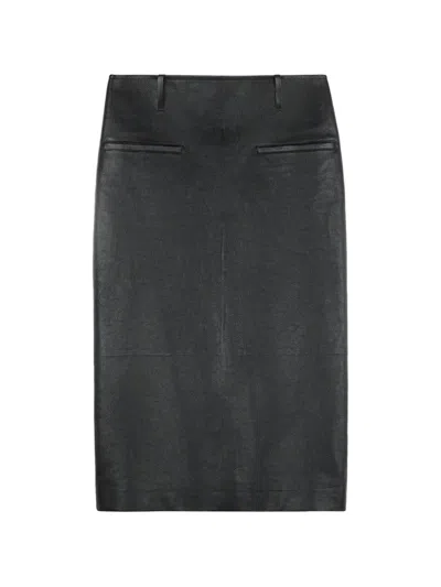 Tod's Midi Leather Skirt In Black