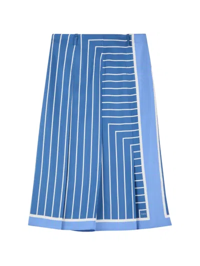 Tod's Midi Skirt In Silk In Blue